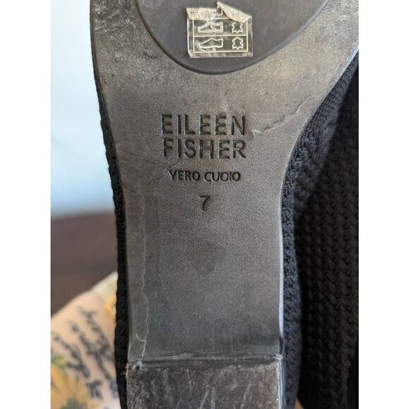 Eileen Fisher Purl Sock Pull On Recycled Stretch Knit Black Booties - Size 7 - Picture 8 of 8